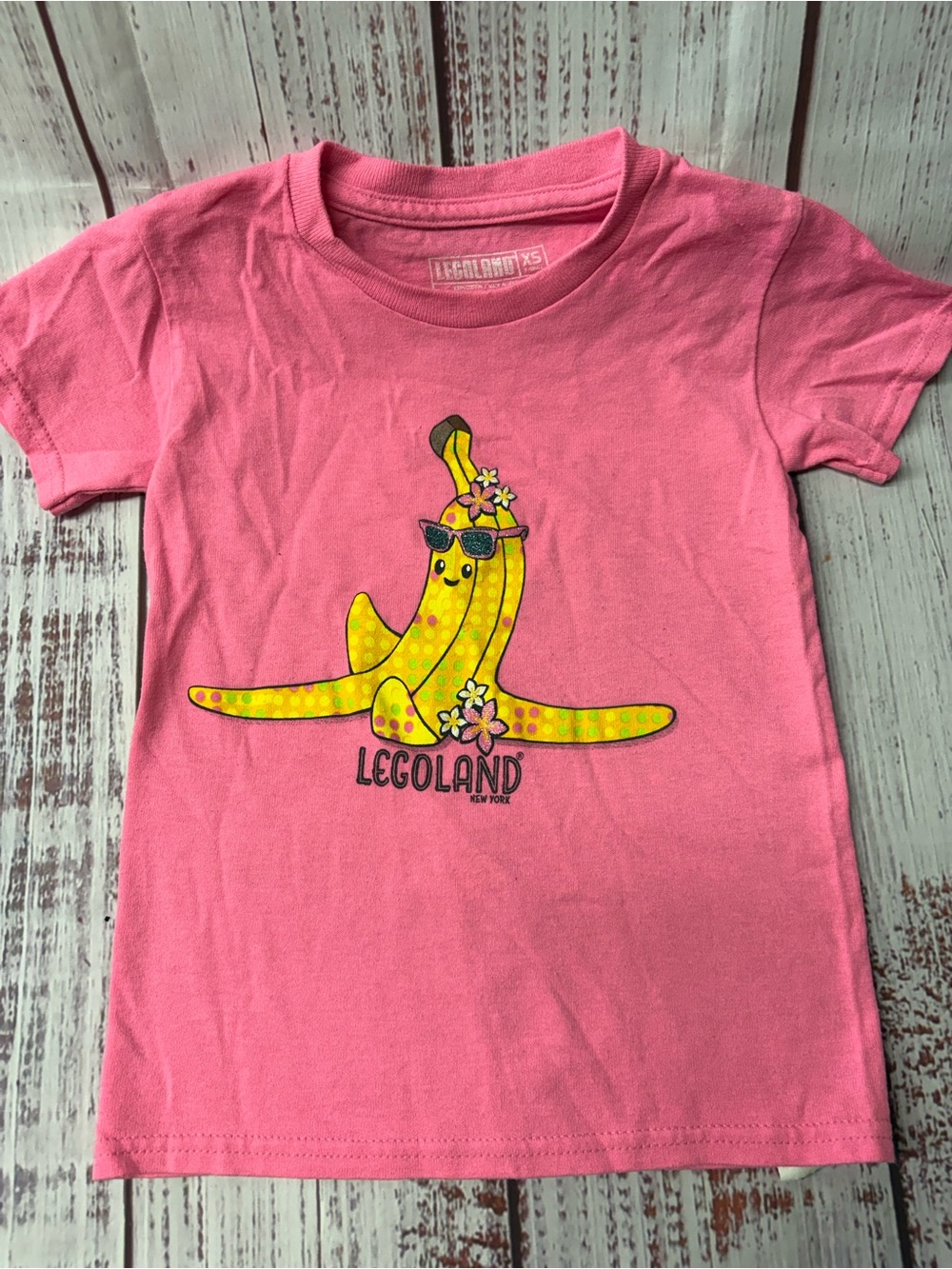 Pink Short Sleeve Banana Graphic Tee for Kids